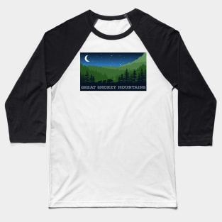 Dark Blue Great Smokey Mountains Bear Design Baseball T-Shirt